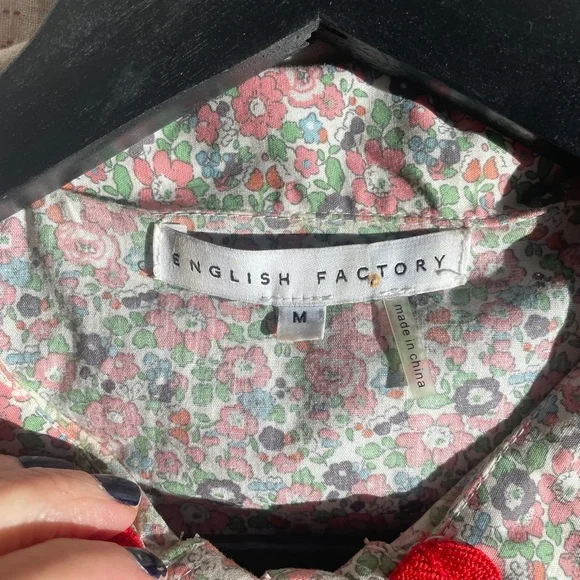 English Factory Floral Blouse with Red Accents - Picture 4 of 4